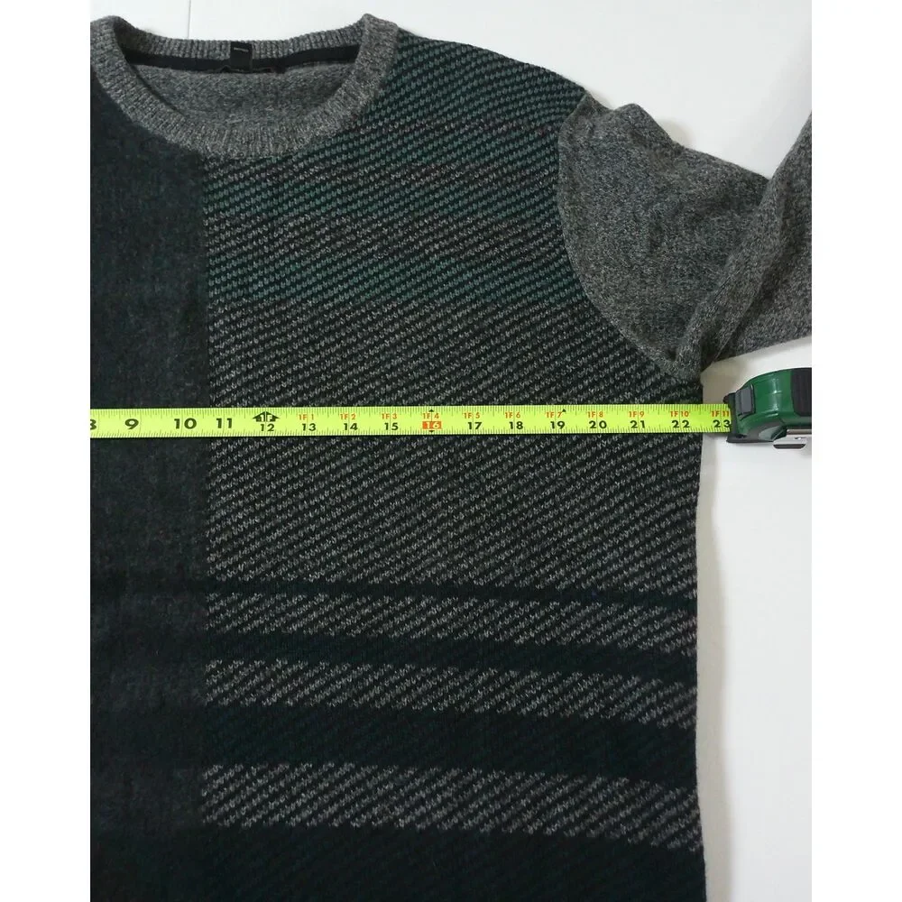 Banana Republic Men's Merino Wool Blend Crewneck Sweater Gray Colorblock L